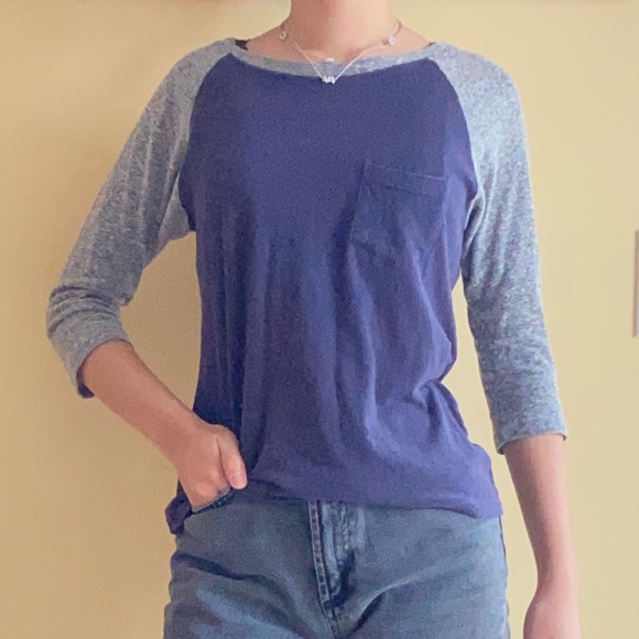 Forever 21 Blue Baseball Tee - Picture 2 of 7